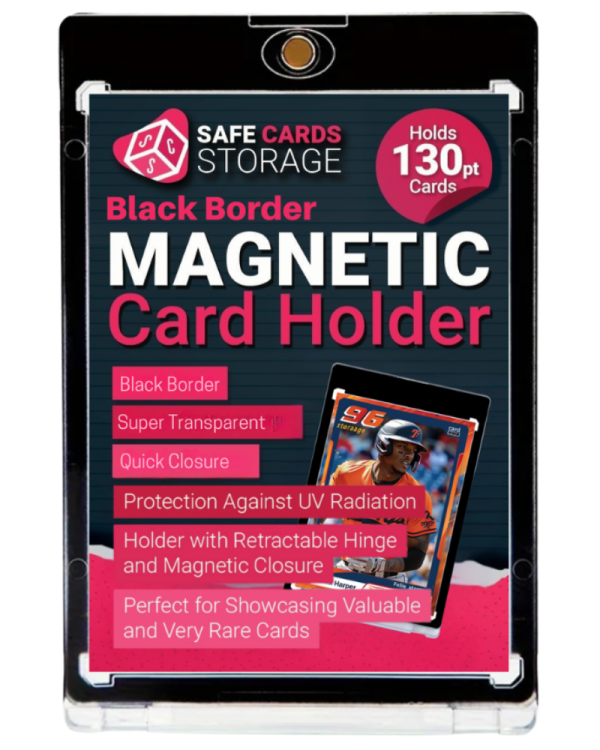 130PT Black Border One Touch Magnetic Holder Ultra clear Safe Cards Storage